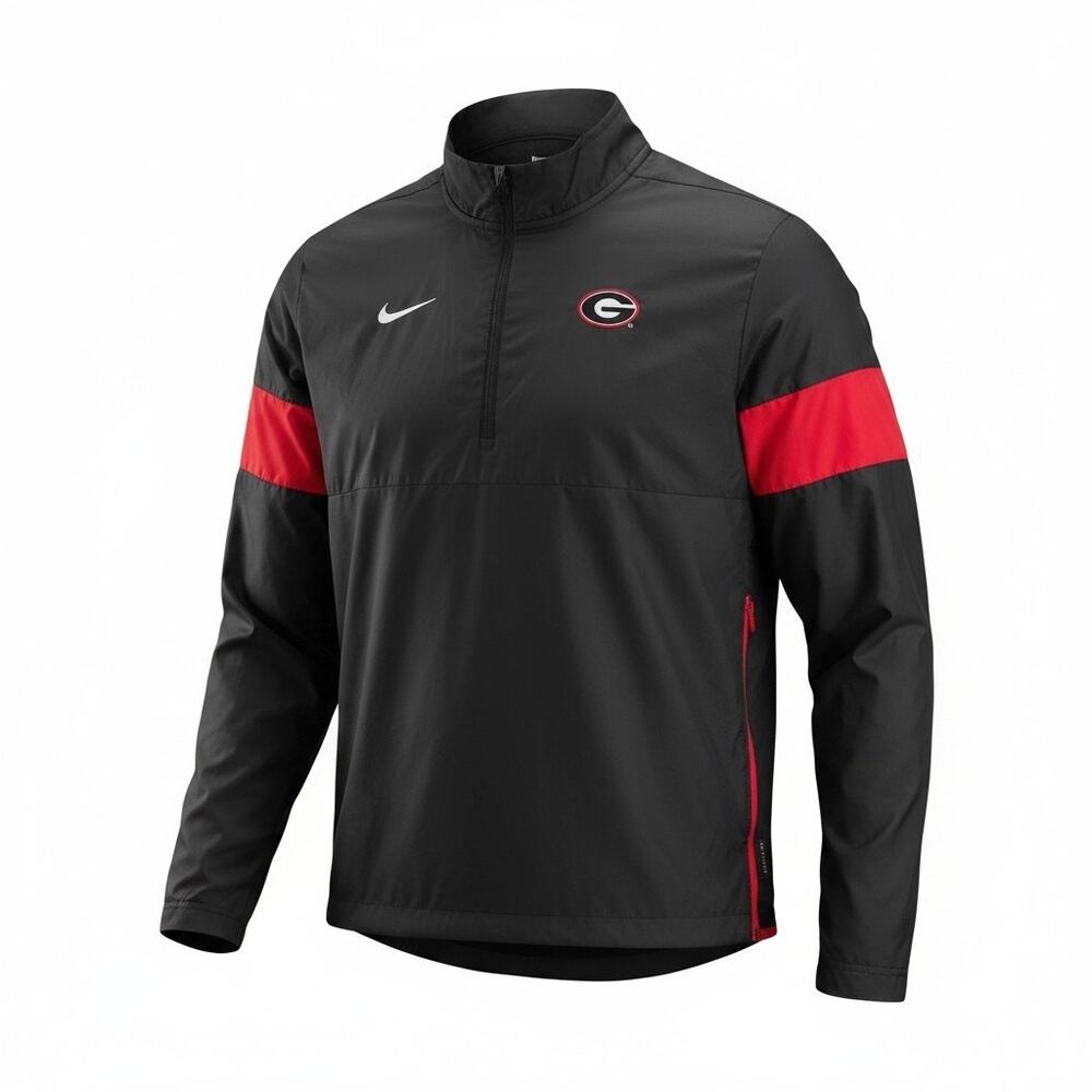 Nike Georgia Bulldogs Men's Large Black Red Team Issue On-Field Half Zip Jacket